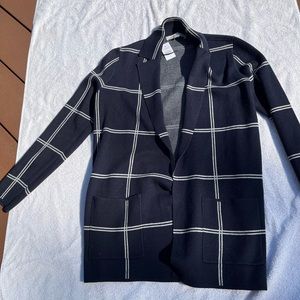 LOFT Navy blue window pain sweater blazer